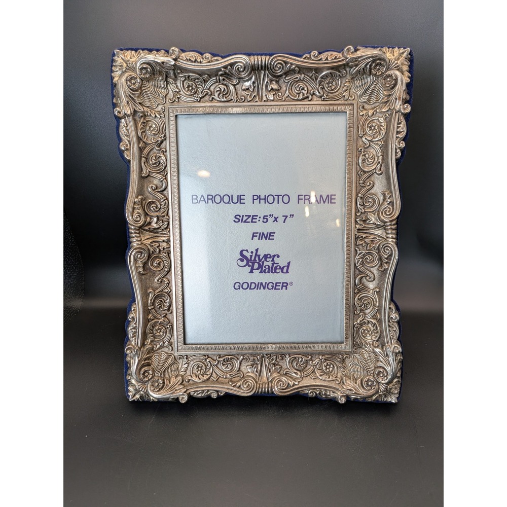 Vintage Heavy Godinger Baroque Silverplate Frame for 5x7 Photo